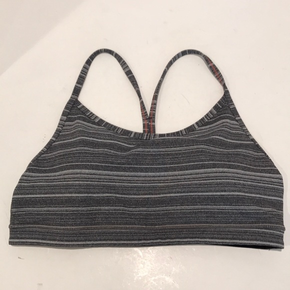 lululemon athletica Other - Lululemon Flow Y Bra Grey Black Stripe Size 8 GUC